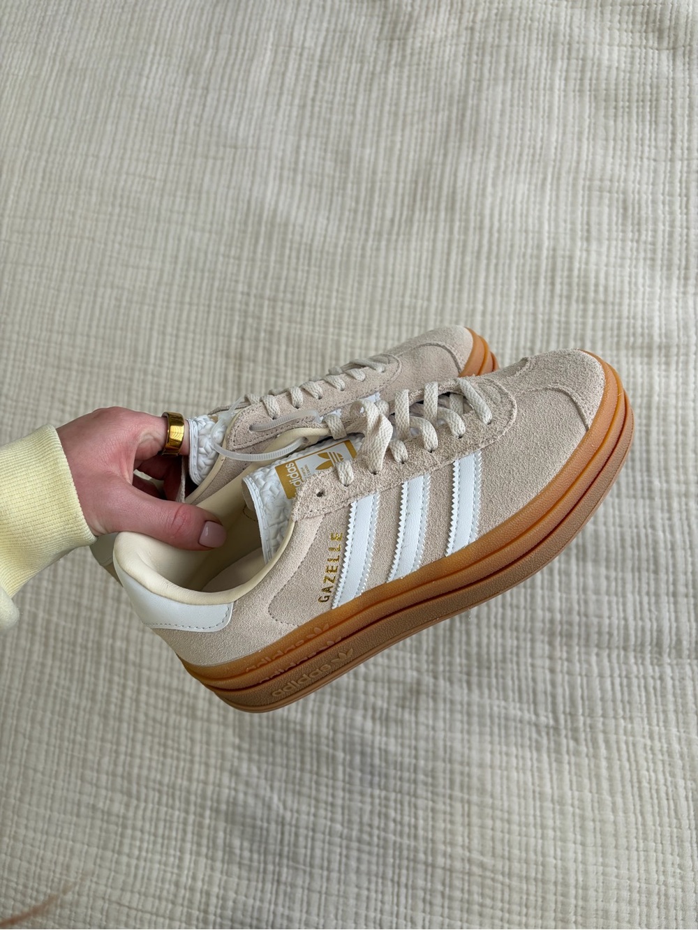 adidas Cream and White Women's Gazelle-Inspired Sneaker